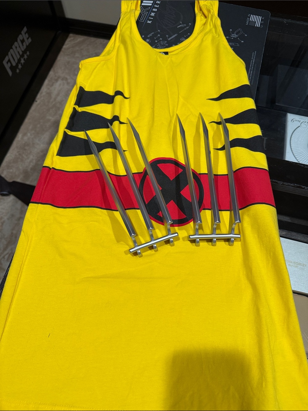 Marvel Wolverine womens Costume Tank Dress with Claw Accessories - Yellow